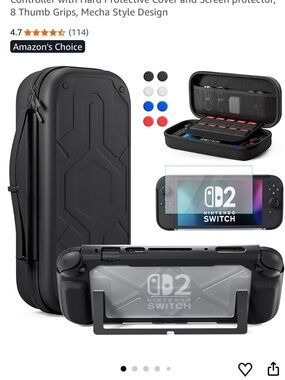 Black Travel Case and Protective Kit for Nintendo Switch2  OLED